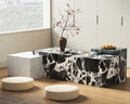 Rectangular Color-Blocked Marble Coffee Table - View 3