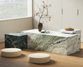 Rectangular Color-Blocked Marble Coffee Table - View 6