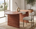 Red Travertine Marble Dining Table Oval - View 2