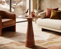 Red Travertine Round Marble Coffee Table - View 2