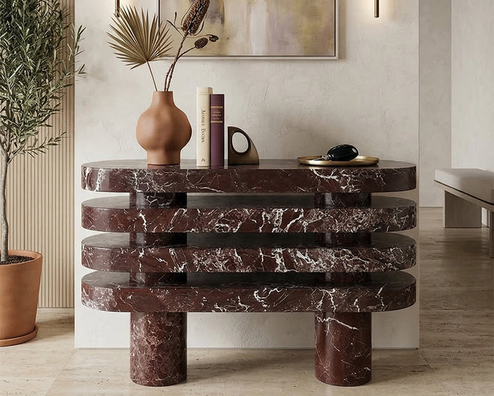 Rosa Levanto Marble Console Table Hollow Design - View 2