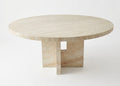 Round Travertine Marble Dining Table with Hollow Design - View 1