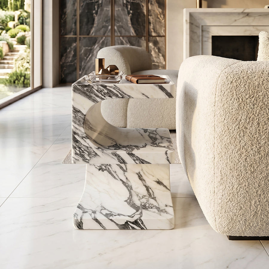S-Shaped White Side Table - View 2