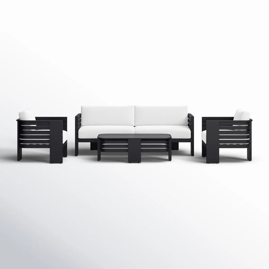 Set of rounded aluminum seats