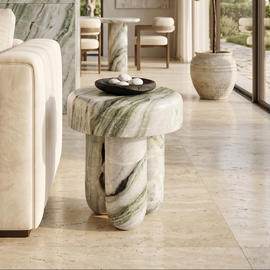 Shangrila-Green Mushroom Three-Legged Side Table - View 2