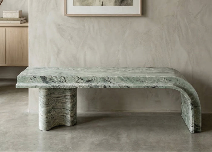 Shangrila Green Marble Bench - View 2