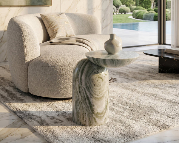 Shangrila Green Marble Column Side Table - View 2