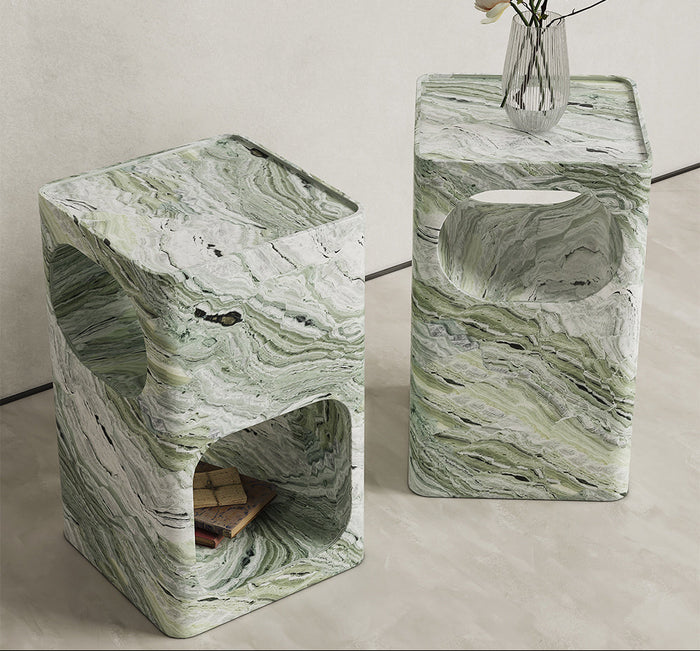 Shangrila Green Rounded Rectangular Side Table - View 3