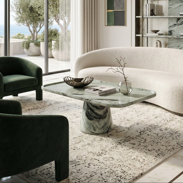 Shangrila Green Rounded Rectangular Small Coffee Table - View 2