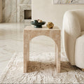 Single Arch Large and Small Travertine Side Table - View 2