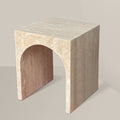 Single Arch Large and Small Travertine Side Table - View 1