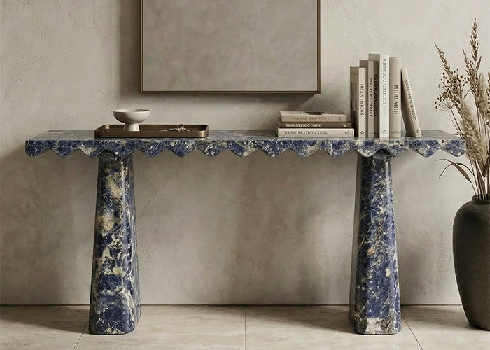 Sodalite Blue Marble Console Table - View 2