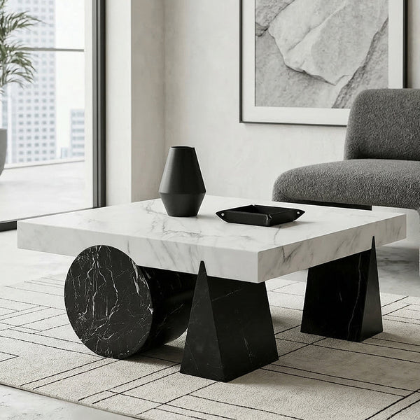 Statuario and Nero Marquina Marble Coffee Table - View 3