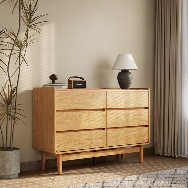 Cómoda minimalista moderna de madera: almacenamiento escultural + madera maciza + MCM