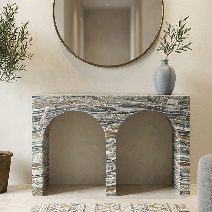 Tiramisu Travertine Marble Console Table - View 3