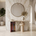 Travertine Console Table with Chiseled Edge Metal Legs - View 3