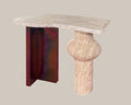 Travertine Console Table with Chiseled Edge Metal Legs - View 1
