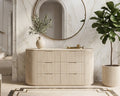 Travertine Console Table with Six Drawers - View 2