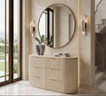 Travertine Console Table with Six Drawers - View 3