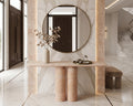 Travertine Console Table with Two Long Cylindrical Legs - View 3