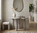 Travertine Marble Coffee Table Small Round Stacked High Table Legs - View 3