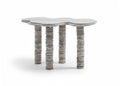 Travertine Marble Coffee Table Small Round Stacked High Table Legs - View 1