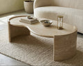 Travertine Marble Coffee Table with Cashew-shaped Desktop - View 2