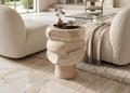 Travertine Piled Small Side Table - View 3