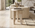 Travertine Tripod Side Table with Two Triangular Legs and One Cylindrical Leg - View 3