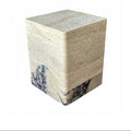 Travertine and Calacatta Voila Marble Side Table - View 1