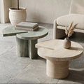 Travertine and Green Marble Side Table Set - View 3