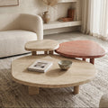 Travertine and Red Travertine Marble Coffee Table Set - View 2