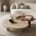 Travertine and Red Travertine Marble Coffee Table Set - View 3