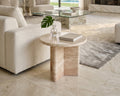 Triangular Leg Travertine Round Side Table - View 2