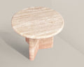 Triangular Leg Travertine Round Side Table - View 1