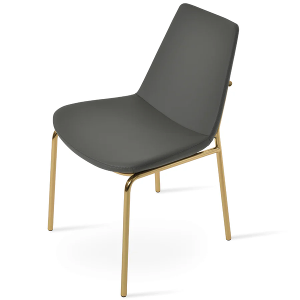 Upholstered Metallic Base Dining Chair | Contemporary Home Living