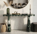 Verde Alpi Marble Console Table with Wave Design - View 2