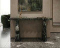 Verde Alpi Marble Console Table with Wave Design - View 3