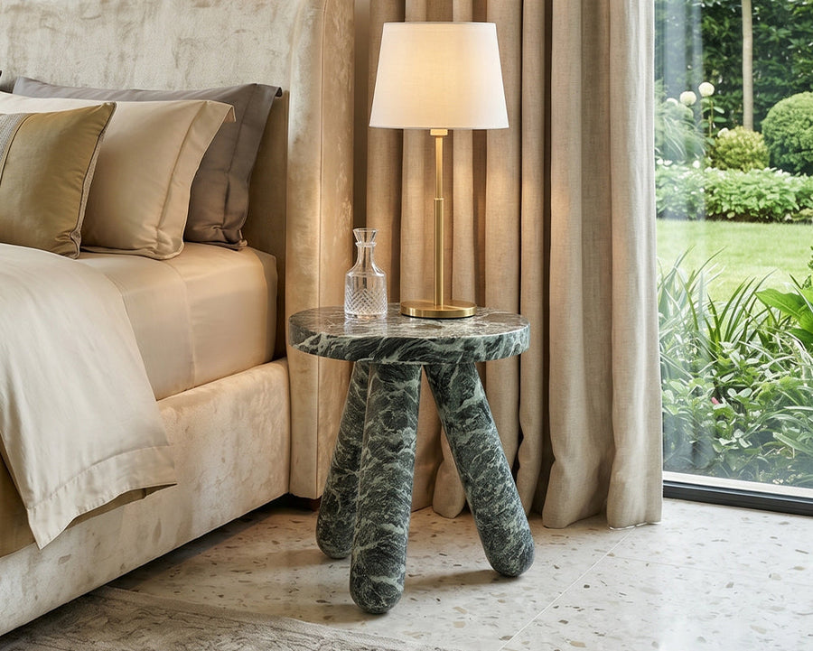 Verde Alpi Three Legs Marble Side Table - View 3