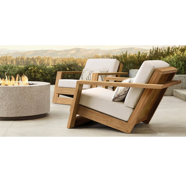 Sillón moderno de teca para exterior: sillón de patio resistente a la intemperie con cojines