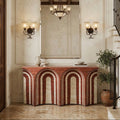 White Travertine and Red Travertine Marble Console Table - View 2
