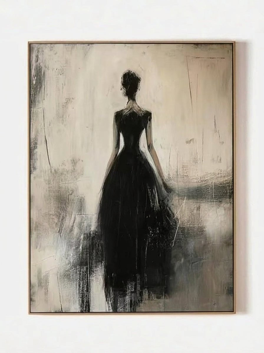 Abstract Black Dress Female Silhouette Canvas Art
