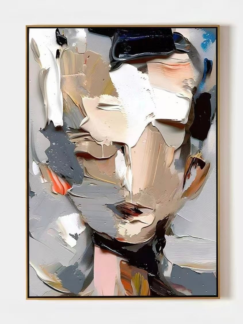 Abstract Impasto Portrait Textured Canvas Wall Art