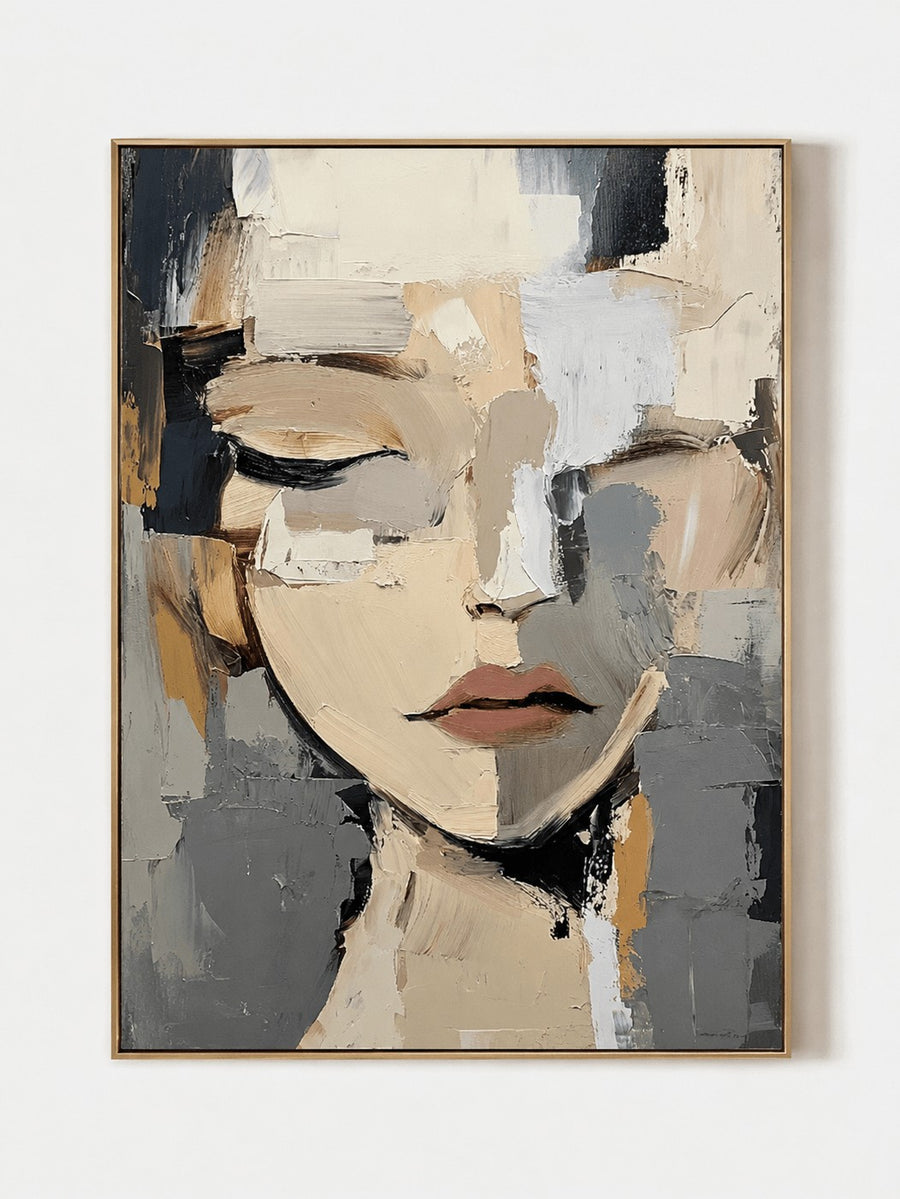 Abstract Portrait Wall Art, Fragmented Serenity