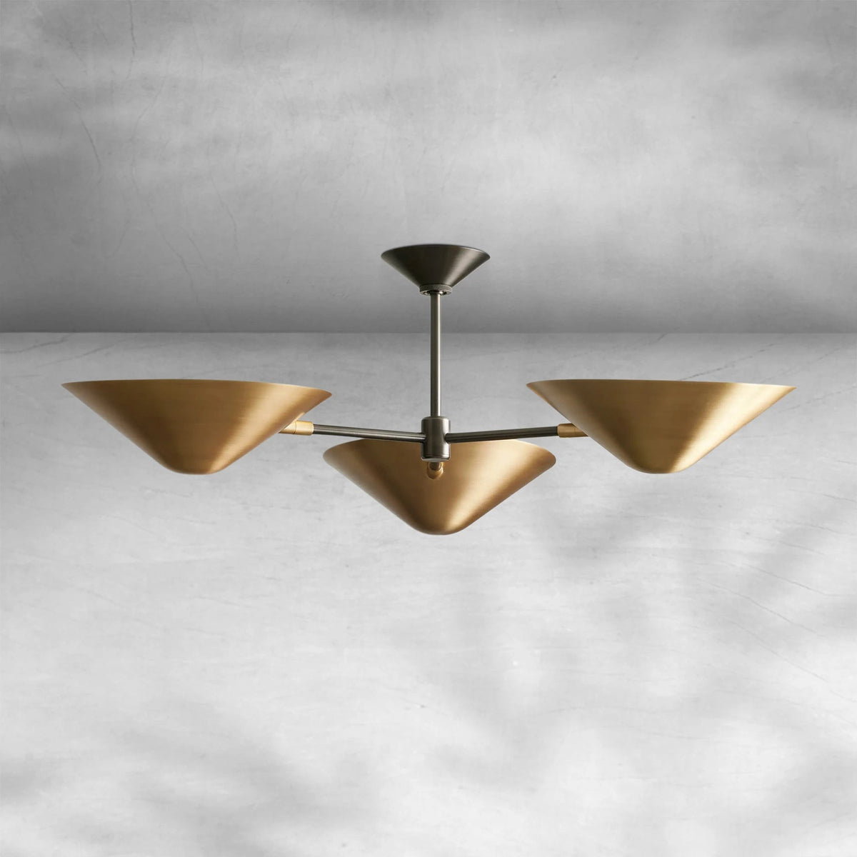 Adjustable Arm Antiqued Brass Cluster Flush Mount