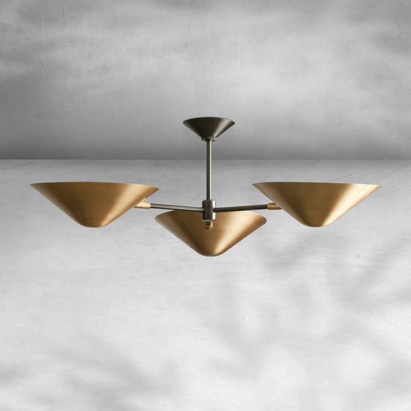 Adjustable Arm Antiqued Brass Cluster Flush Mount