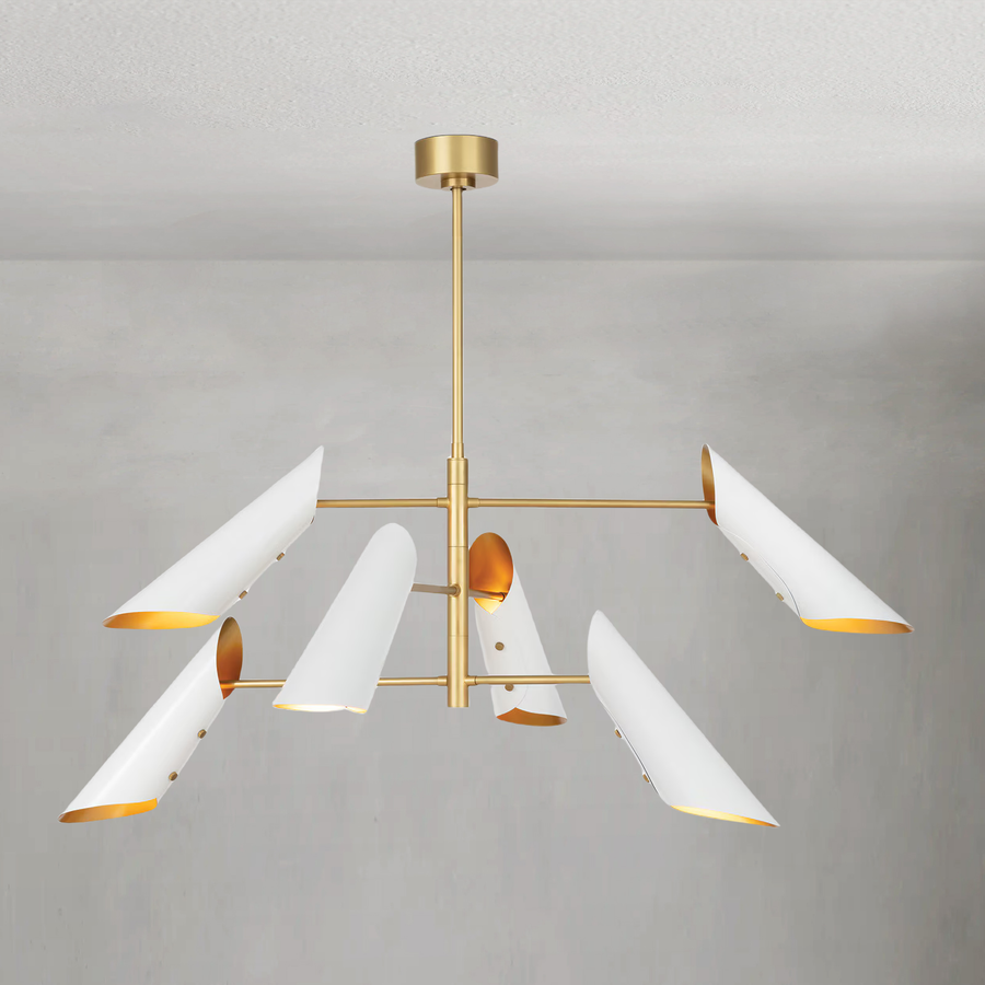 Adjustable Conical Steel and Brass Cluster Chandelier