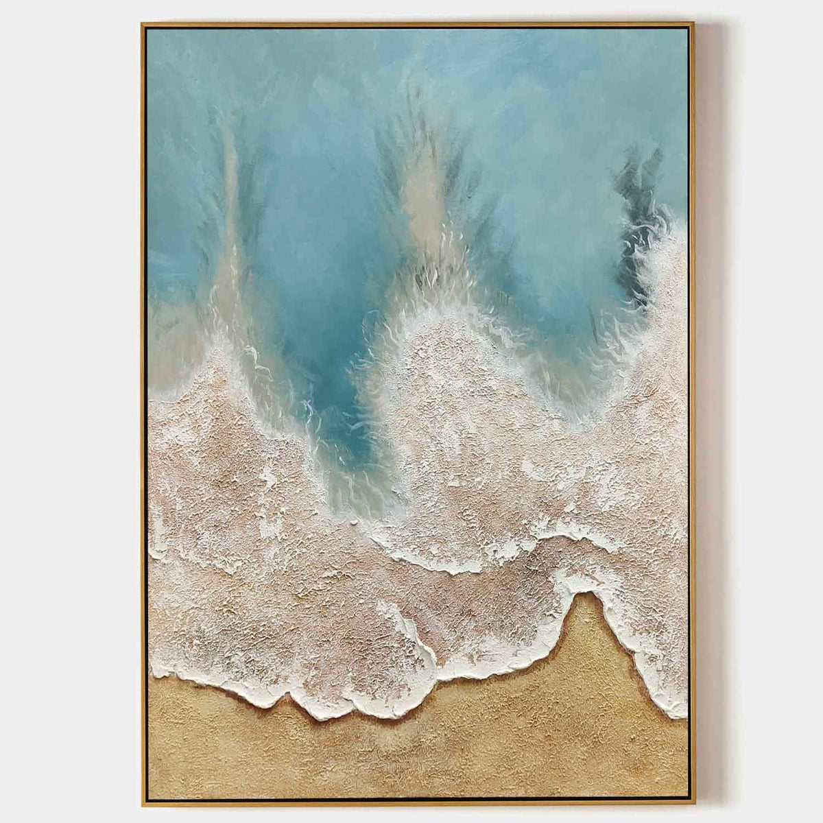 Aerial Turquoise Surf on Golden Sand