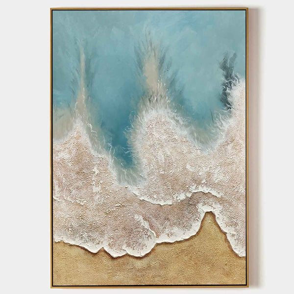 Aerial Turquoise Surf on Golden Sand