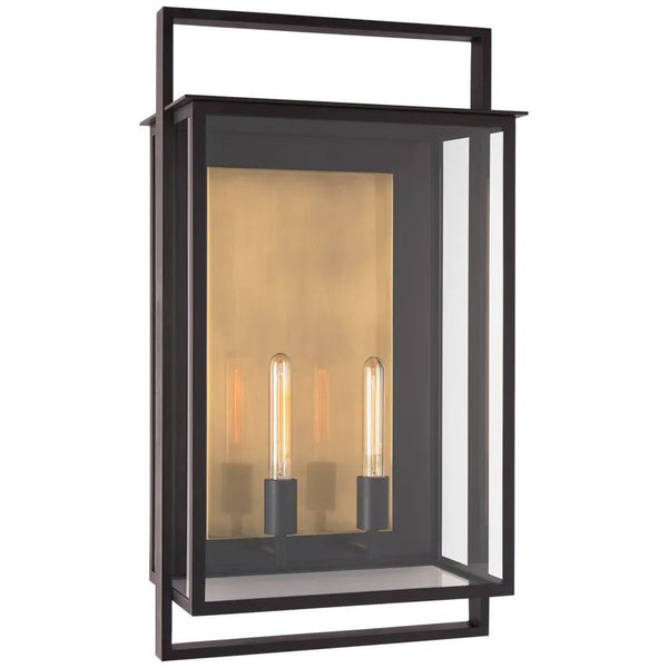 Aged Iron and Clear Glass Lantern Wall Sconce